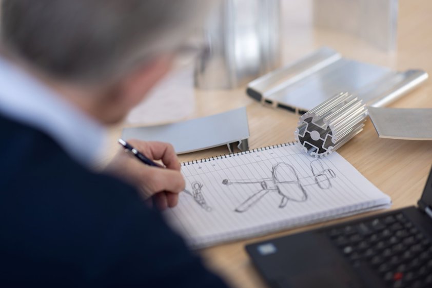 Anders Helander sketching profile design for the 2024 Milan Design Week project and exhibition called 100R