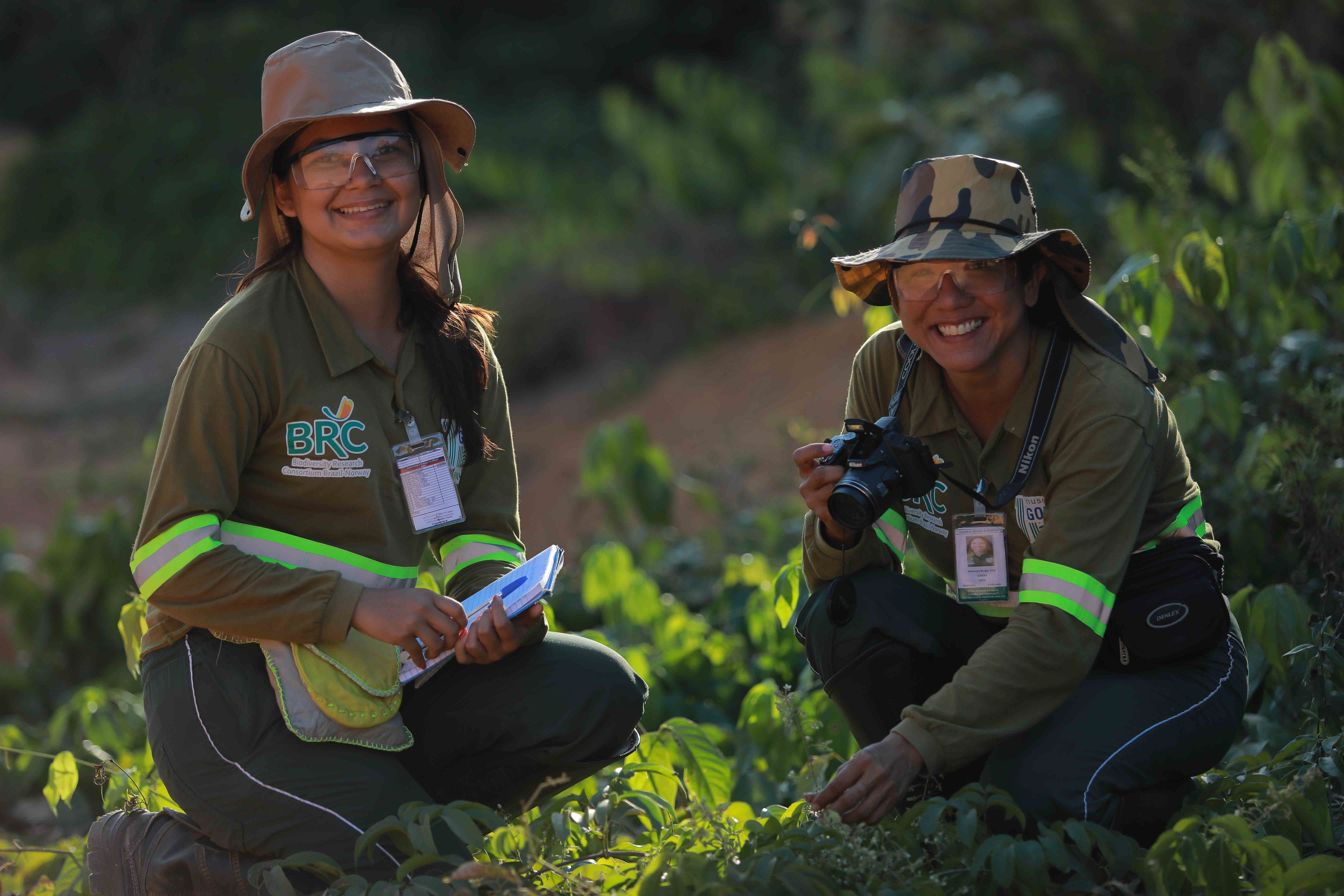 a couple of people in the woods
