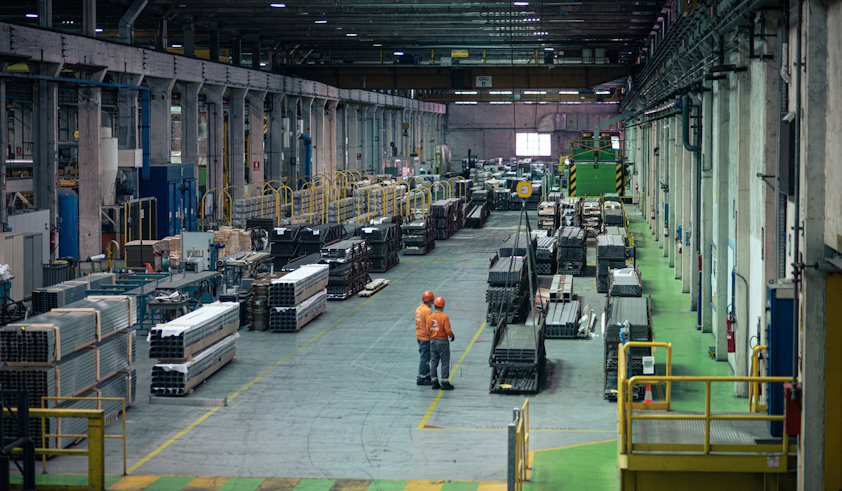 Extruded profiles waiting for shipment at Hydro's Feltre plant in Italy