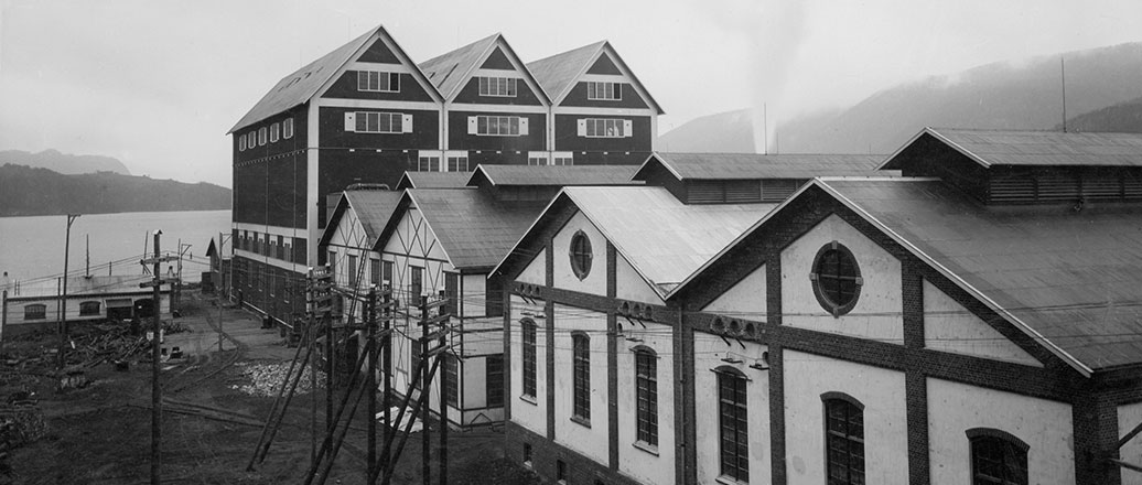 Several of the factory buildings at Notodden 1907