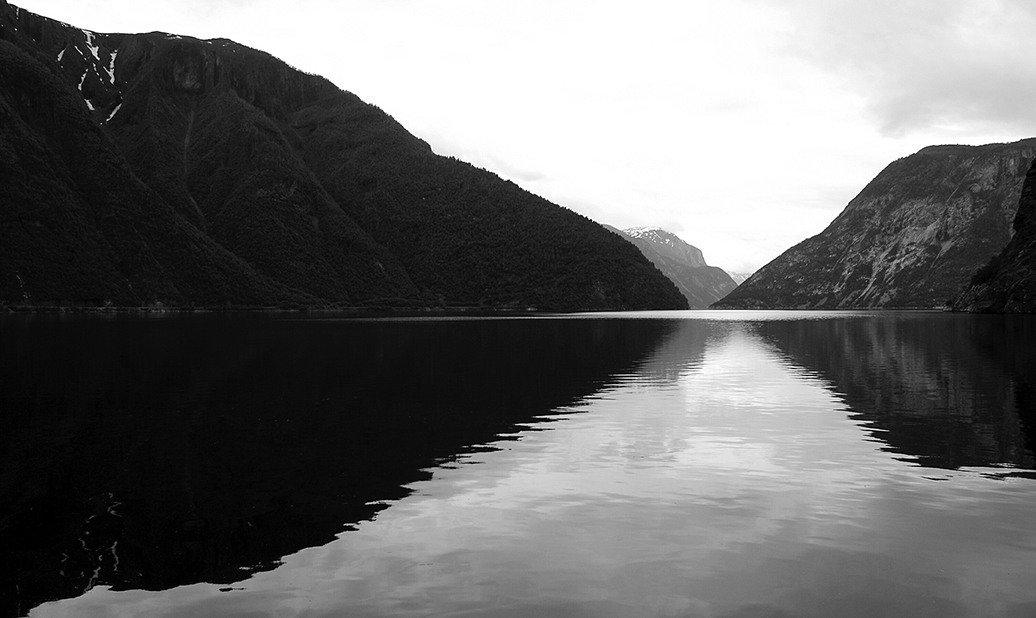 a black and white fjord